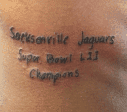 Friendly Reminder: Don't Get a Super Bowl Tattoo Until Your Team Actually  Wins the Super Bowl - Platinum Ink Tattoos and Piercings