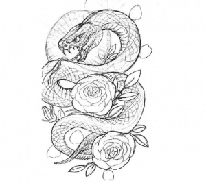 A dragon snake with roses