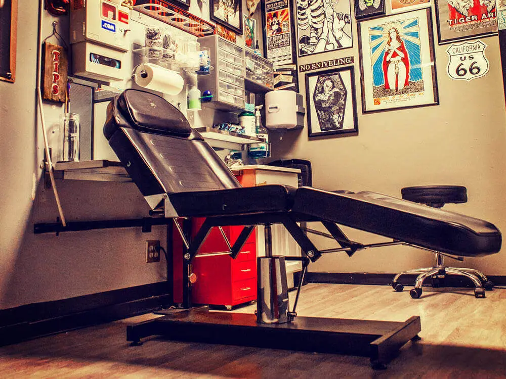 A chair in Tattoo shop